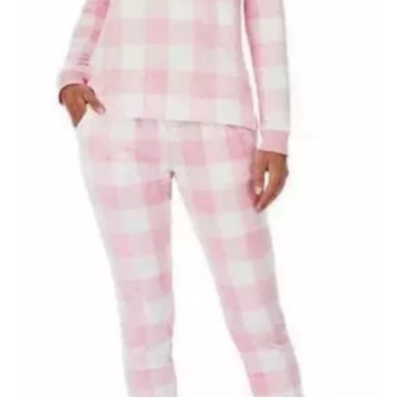 Jane and Bleecker Ladies Silky Stretch Fleece Pajama Set Pink Medium - Picture 3 of 5